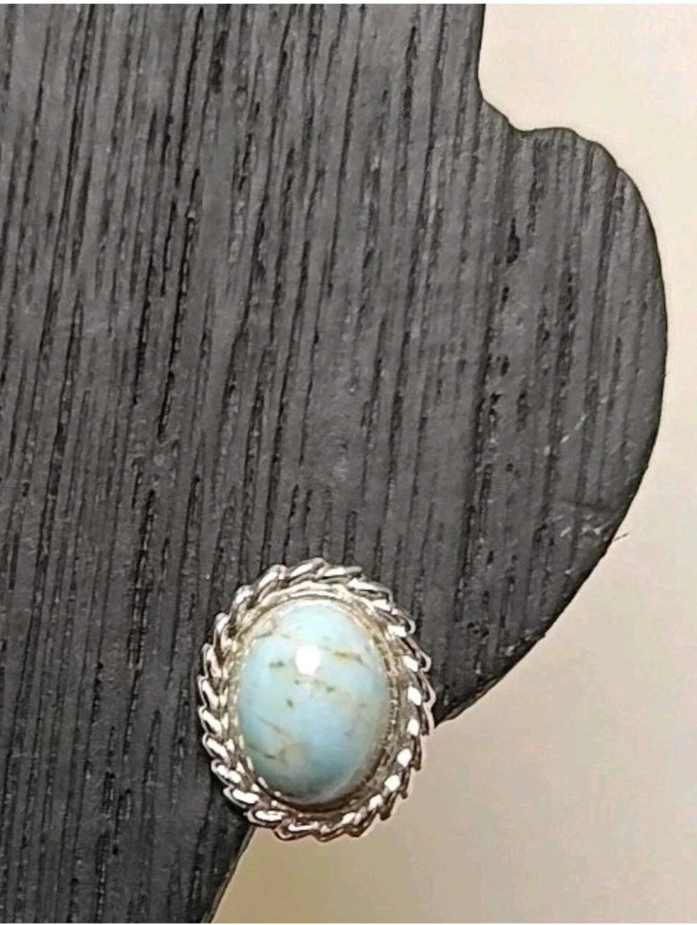 Vintage MCM Danecraft Sterling Silver Dainty Earrings Framed Turquoise Cabochon